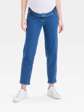 NWT Size 12 Low-Rise Under The Belly 80's Slim Straight Denim Maternity Jeans